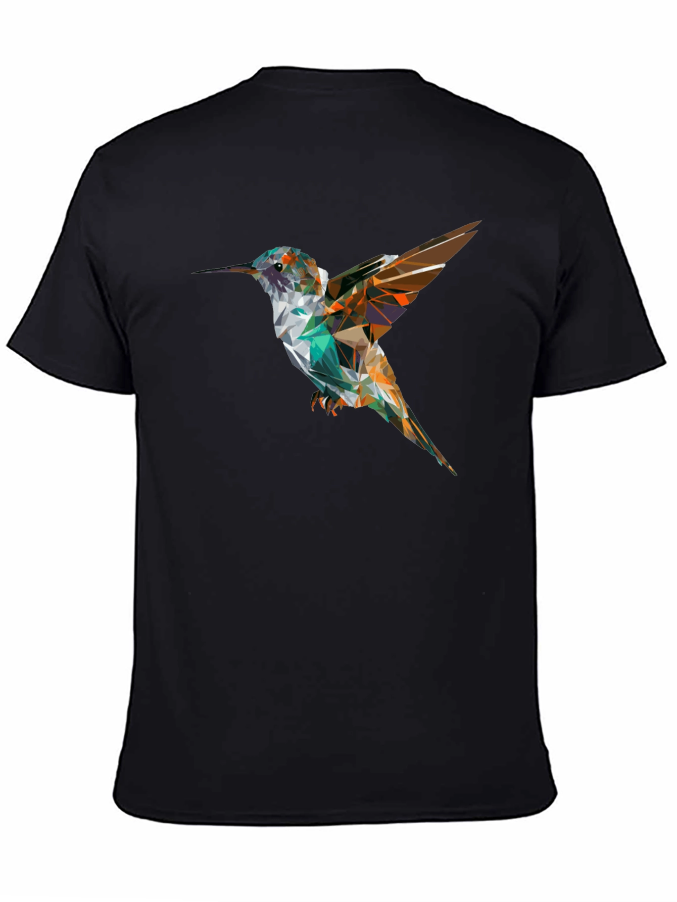 Geometric Hummingbird Black T-Shirt