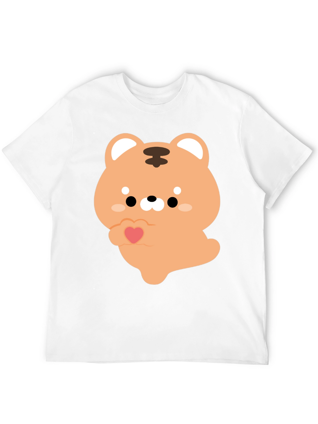 Cute Cartoon Tiger Holding Heart Graphic Tee