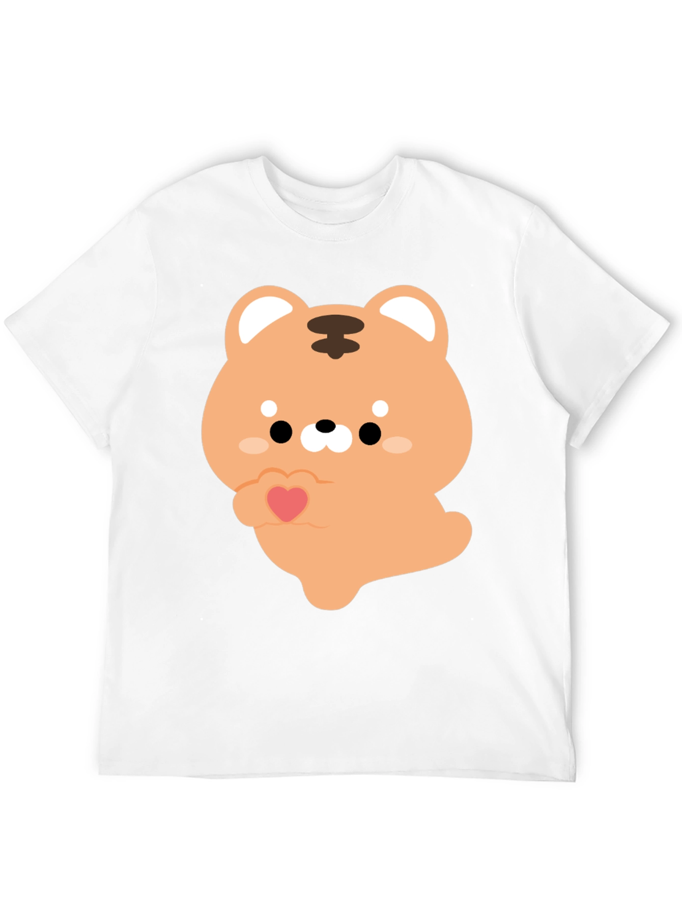 Cute Cartoon Tiger Holding Heart Graphic Tee