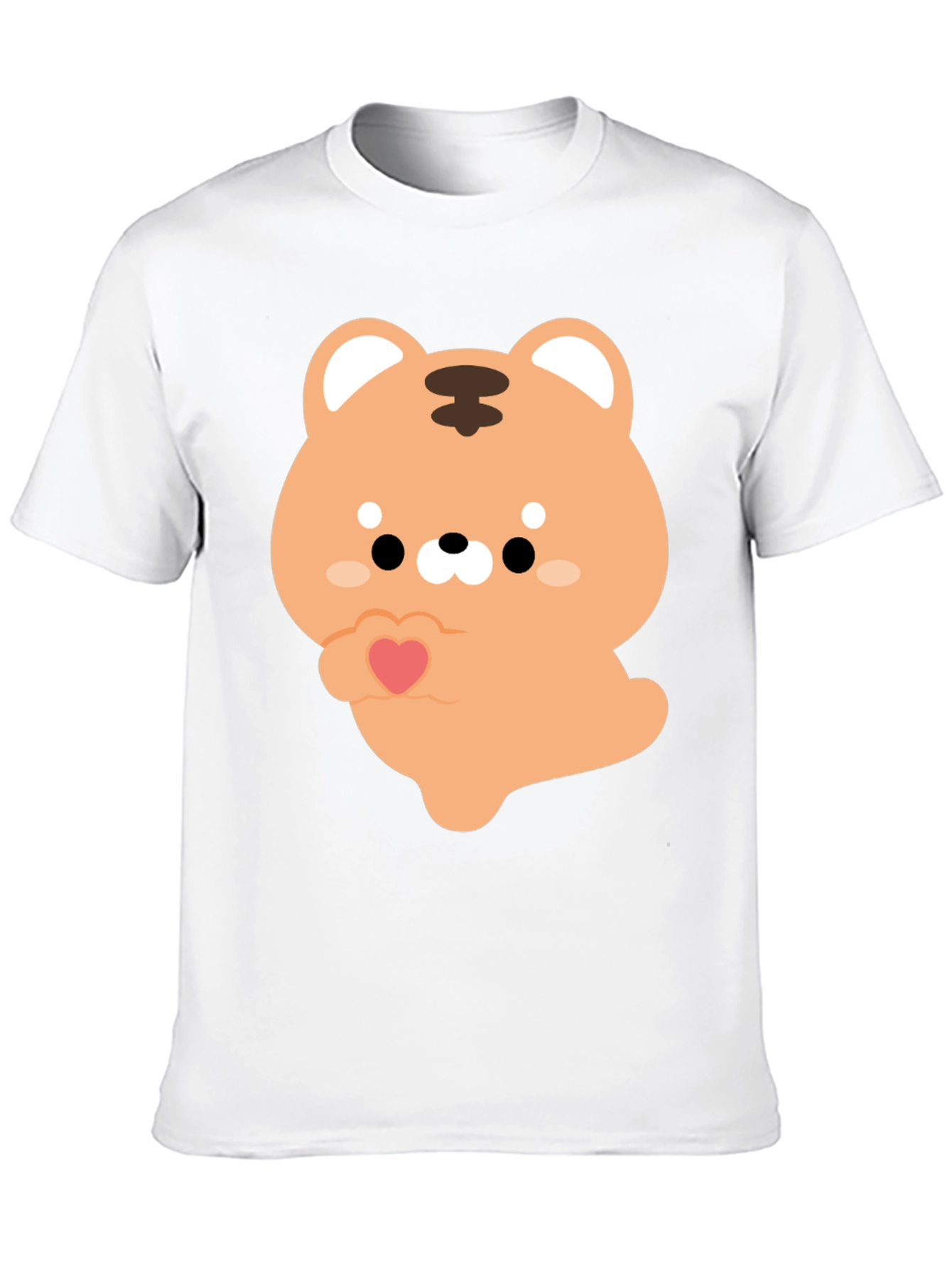 Cute Cartoon Tiger Holding Heart Graphic Tee