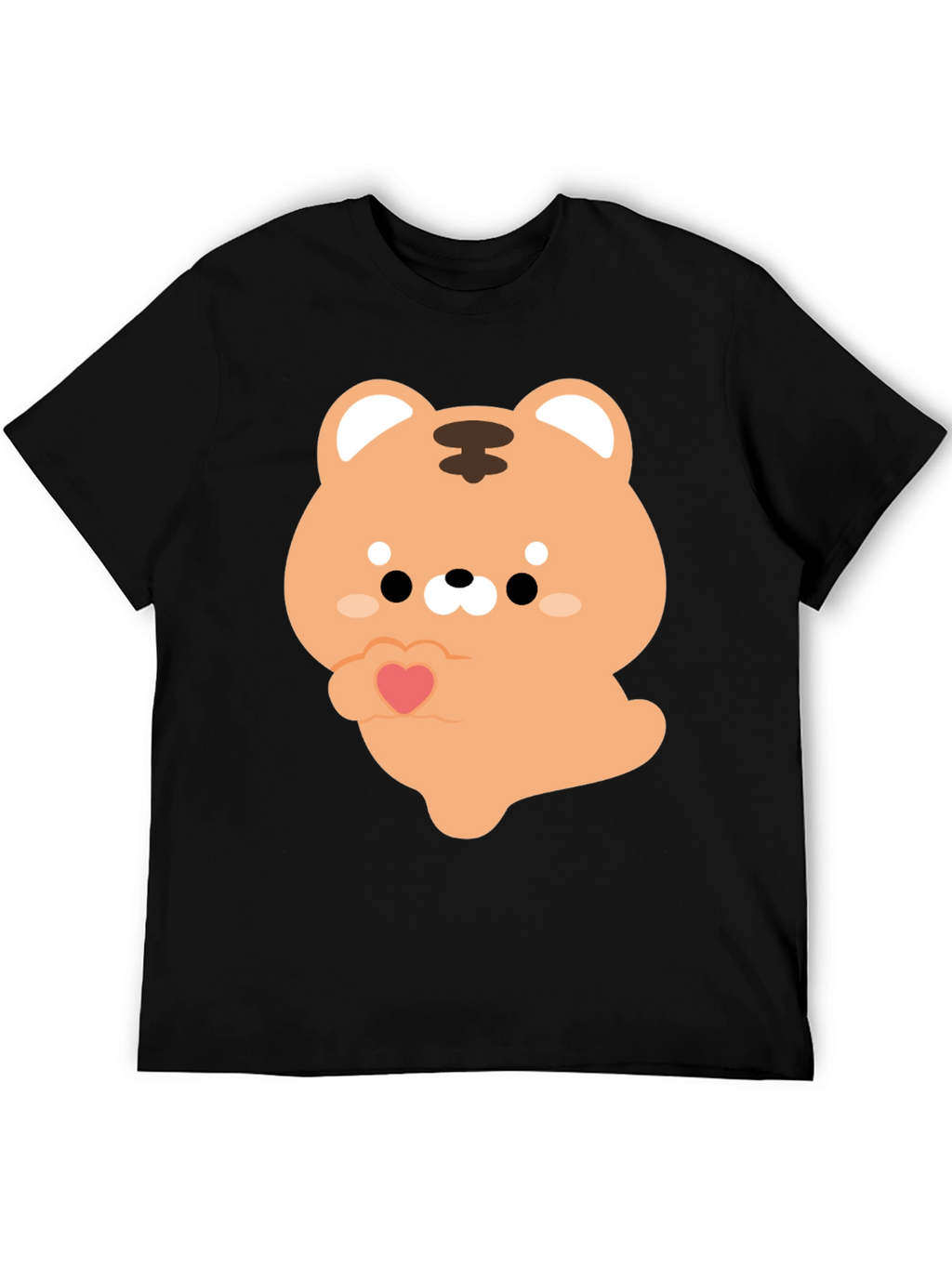 Cute Cartoon Tiger Holding Heart Graphic Tee