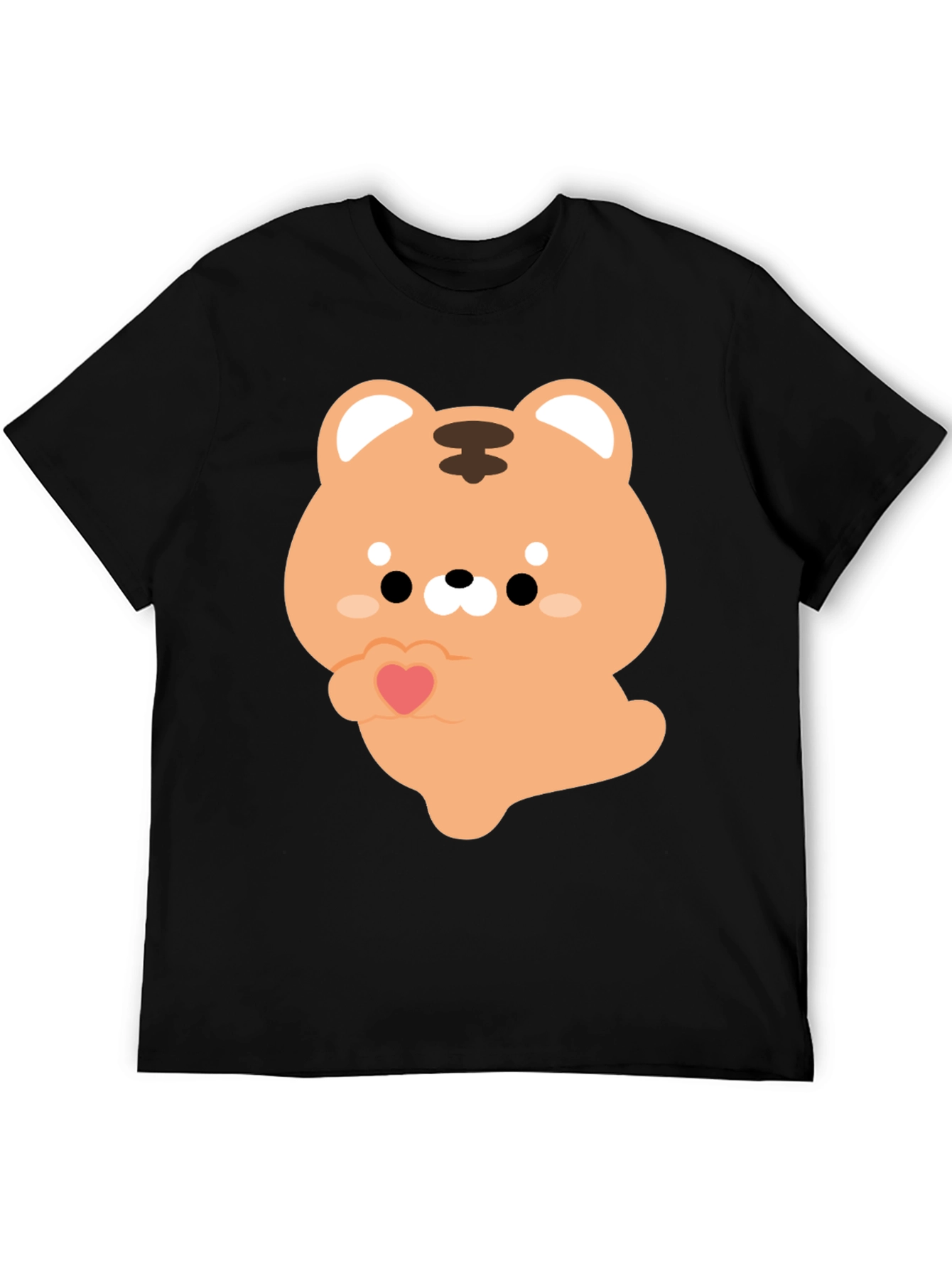 Cute Cartoon Tiger Holding Heart Graphic Tee