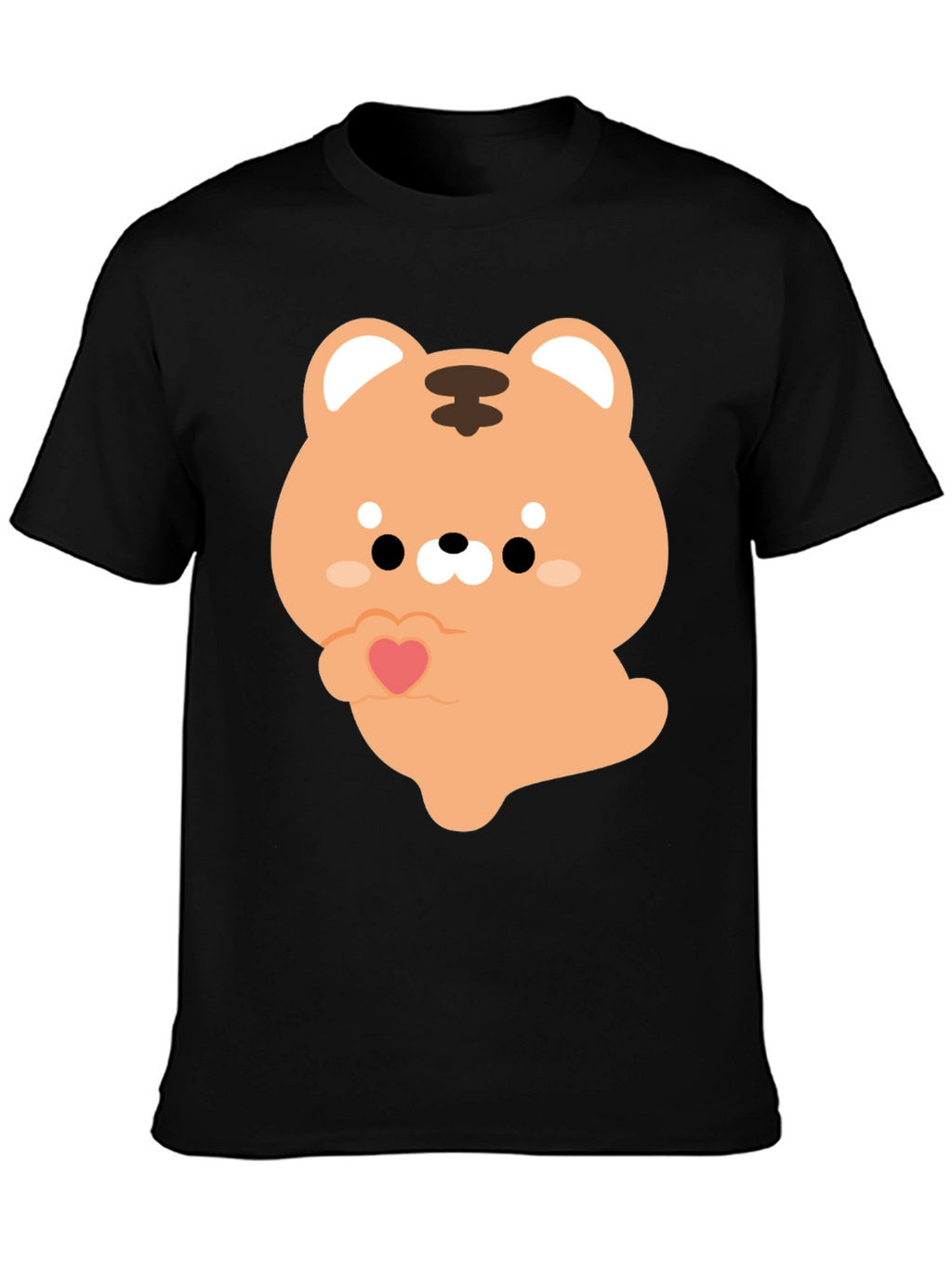 Cute Cartoon Tiger Holding Heart Graphic Tee