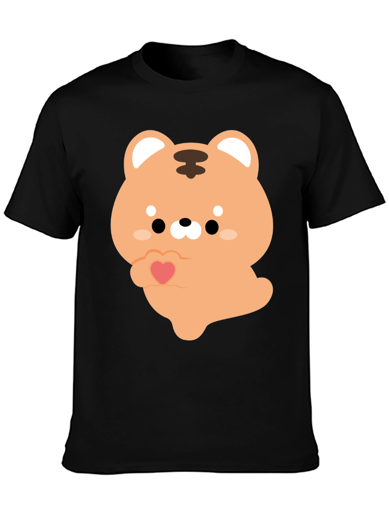 Cute Cartoon Tiger Holding Heart Graphic Tee