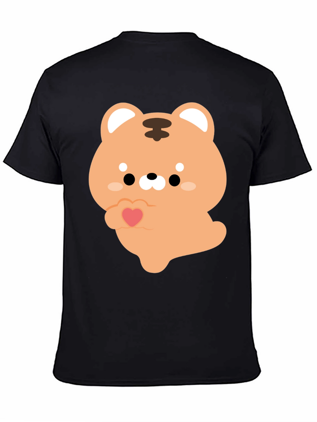 Cute Cartoon Tiger Holding Heart Graphic Tee