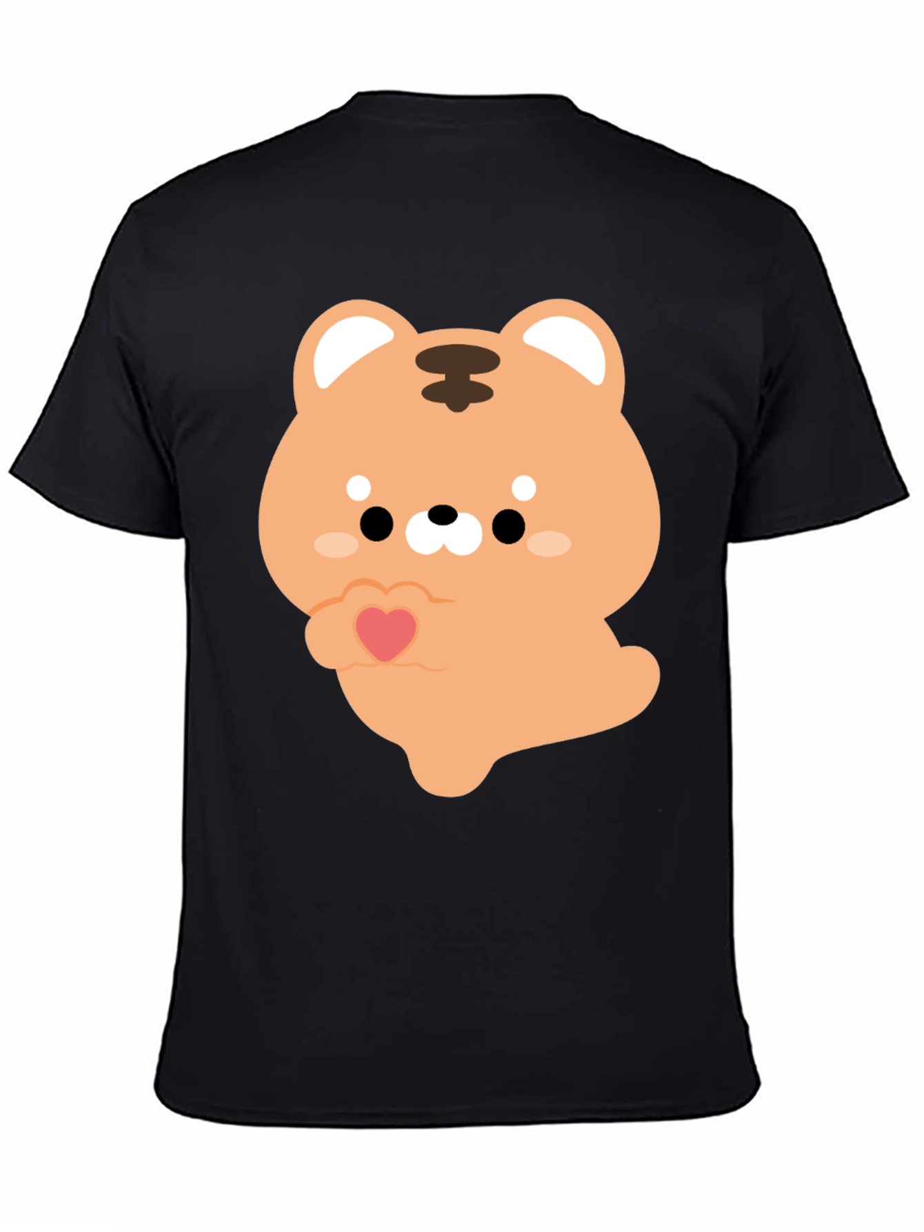 Cute Cartoon Tiger Holding Heart Graphic Tee