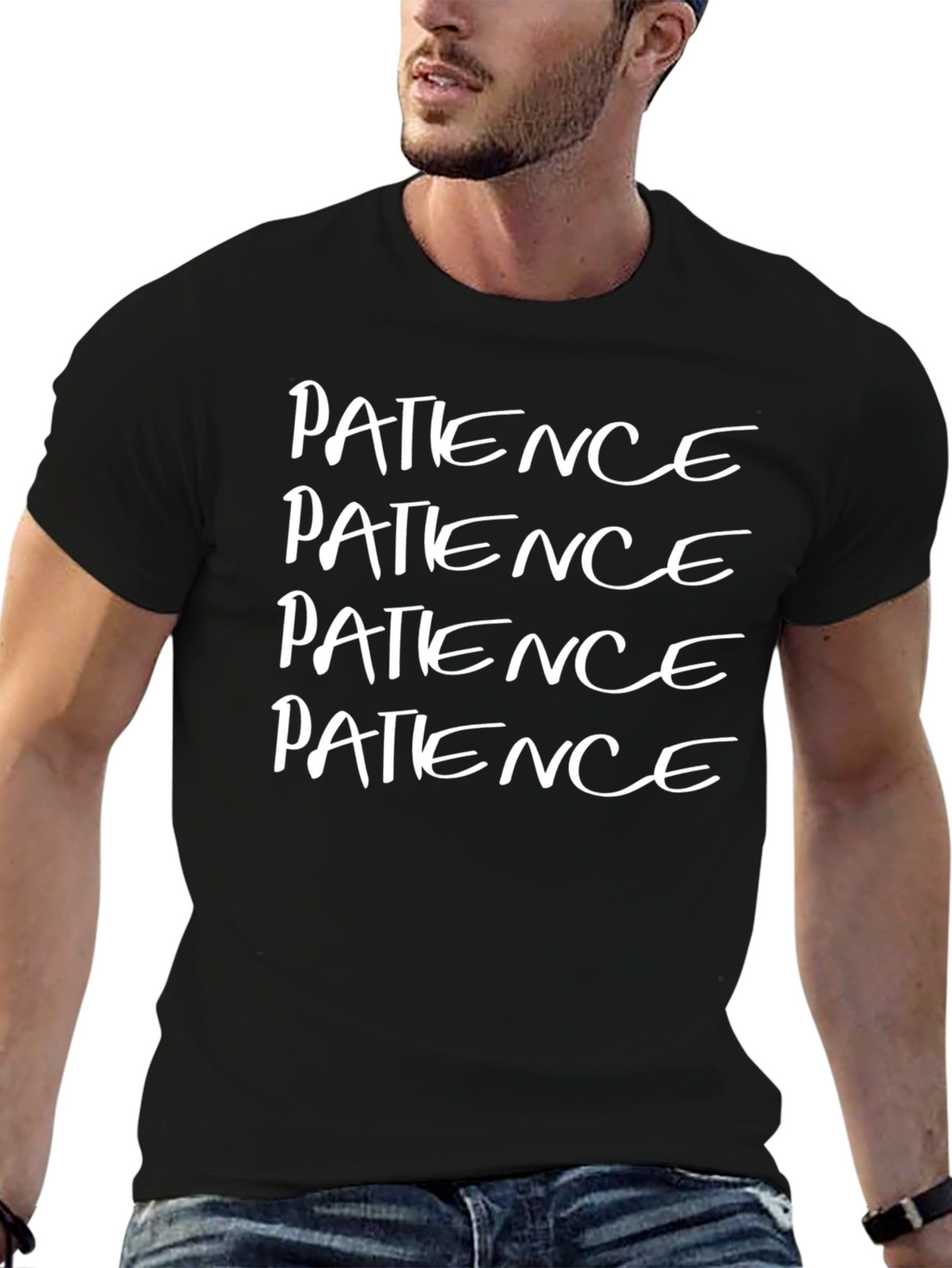 Patience Graphic T-Shirt - Black Casual Tee