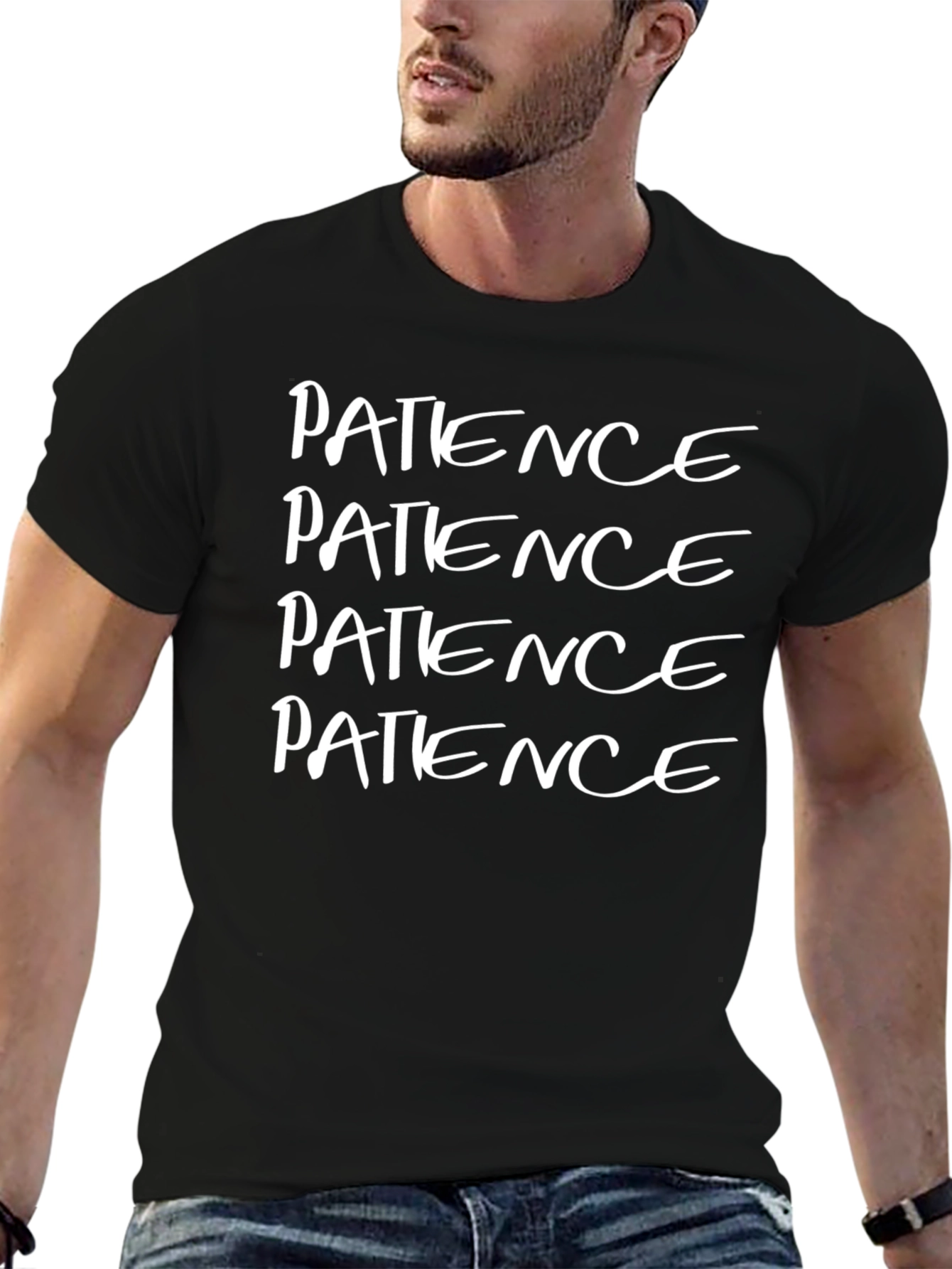 Patience Graphic T-Shirt - Black Casual Tee