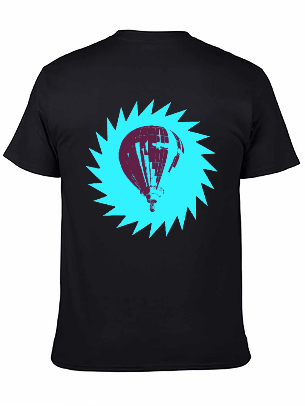 Air Balloon Graphic Tee - Mens Black Cotton T-Shirt
