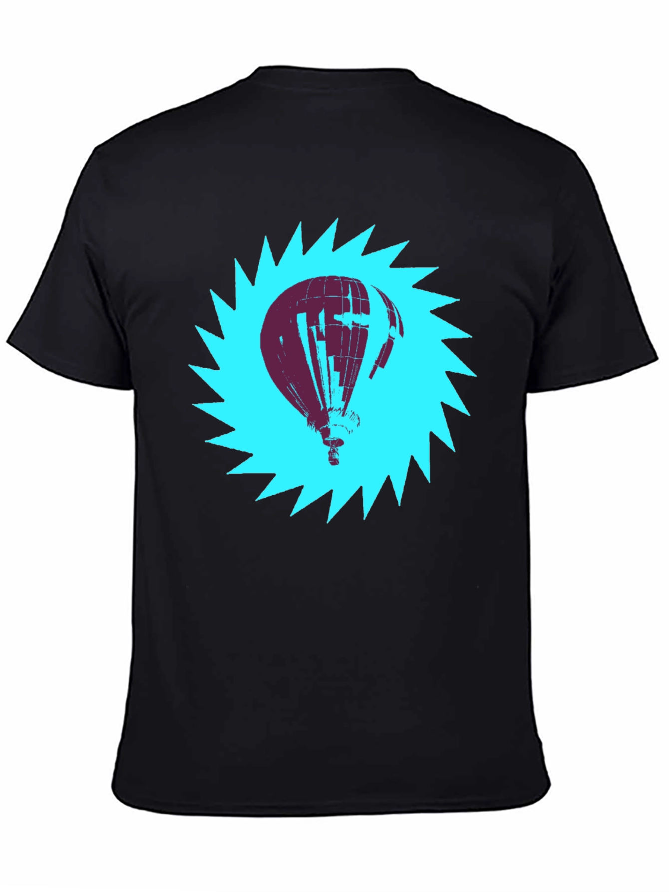 Air Balloon Graphic Tee - Mens Black Cotton T-Shirt