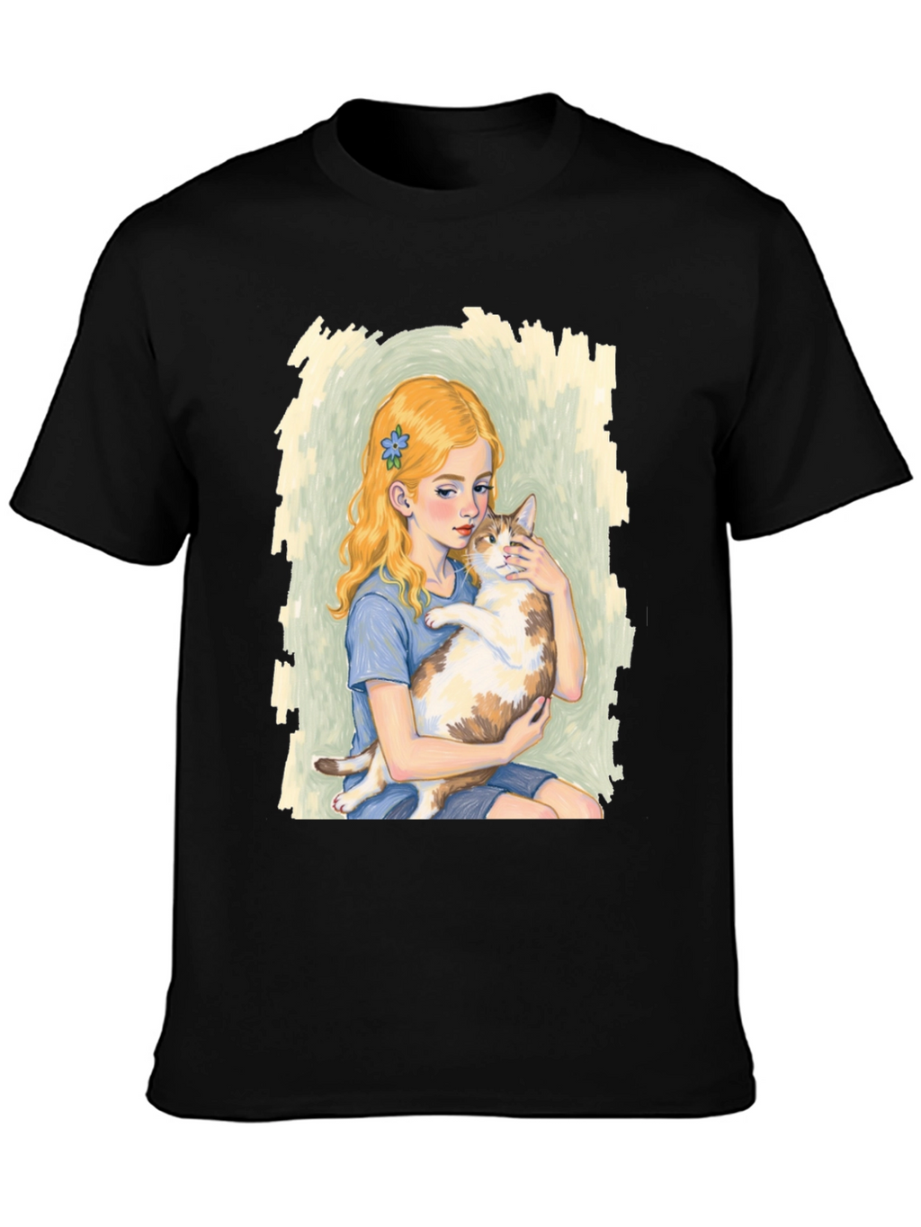 Girl and Cat Graphic T-Shirt - Unique Tee