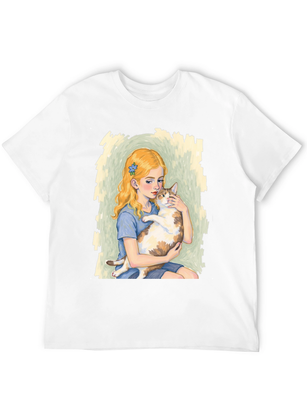 Girl and Cat Graphic T-Shirt - Unique Tee