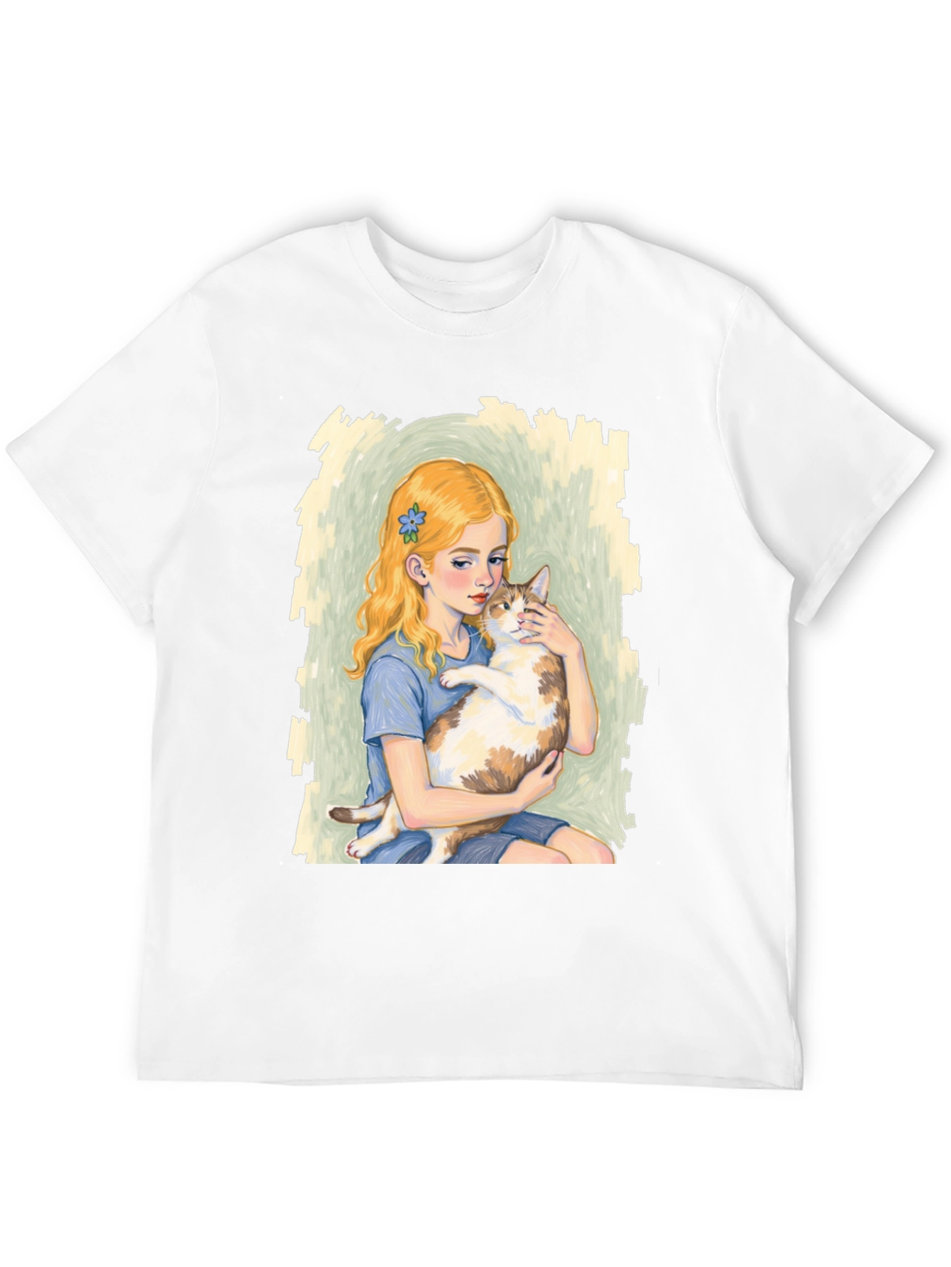 Girl and Cat Graphic T-Shirt - Unique Tee