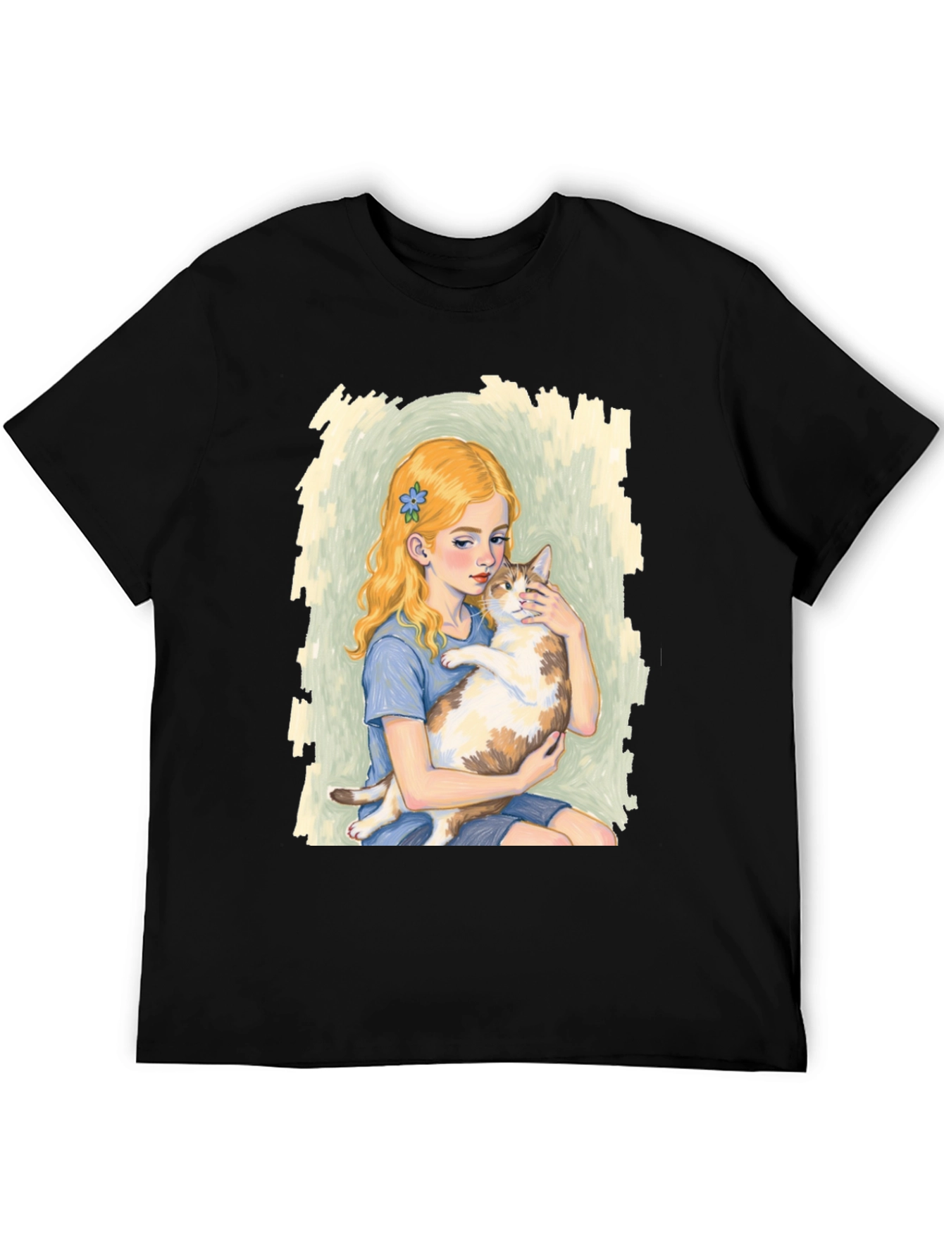 Girl and Cat Graphic T-Shirt - Unique Tee