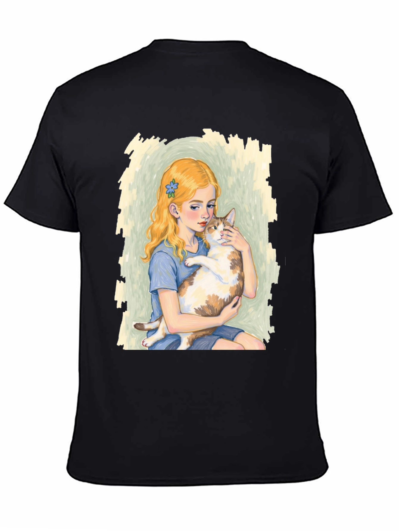 Girl and Cat Graphic T-Shirt - Unique Tee