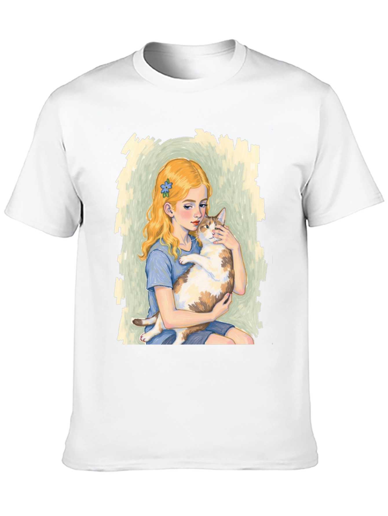 Girl and Cat Graphic T-Shirt - Unique Tee