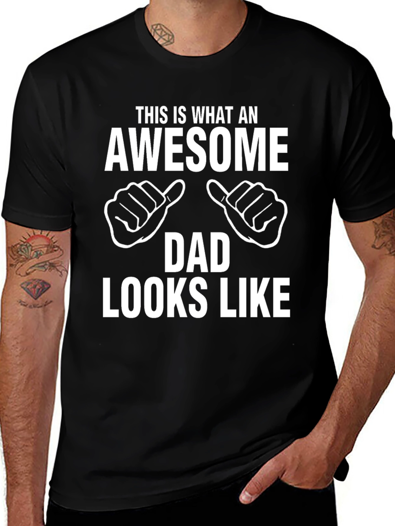 Awesome Dad Graphic Tee - Black Cotton T-Shirt
