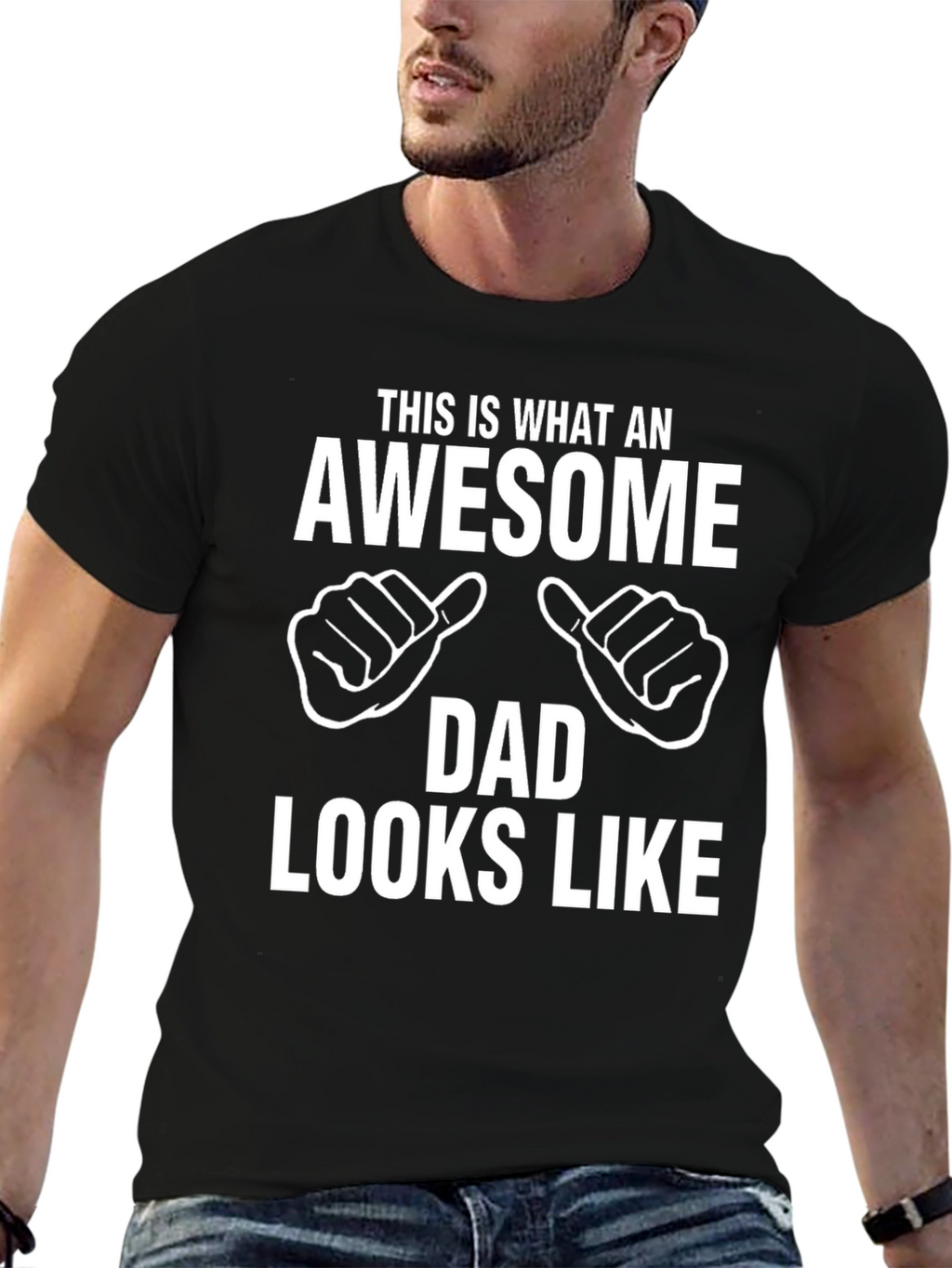 Awesome Dad Graphic Tee - Black Cotton T-Shirt