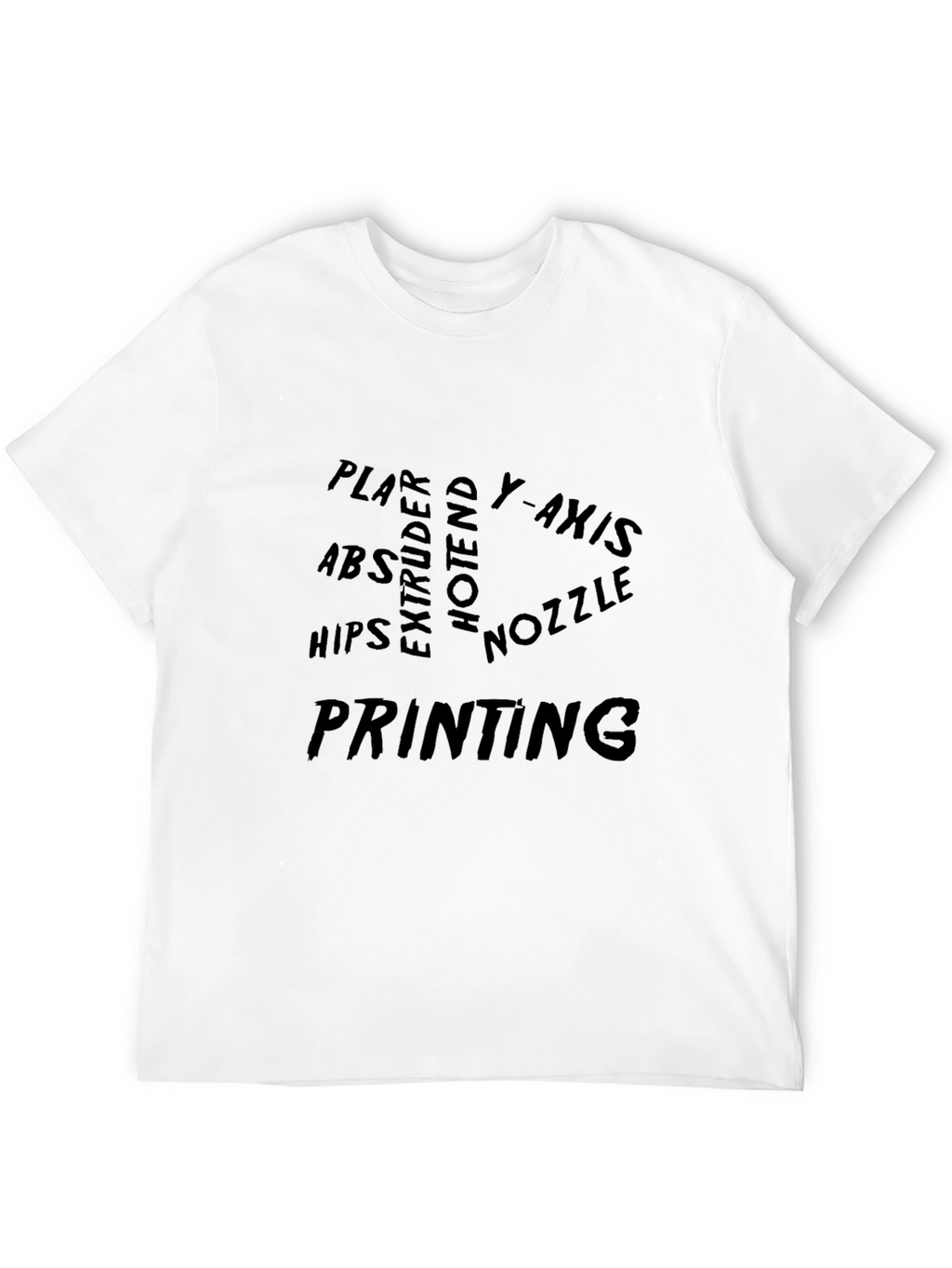 3D Printing Word Cloud Black T-Shirt