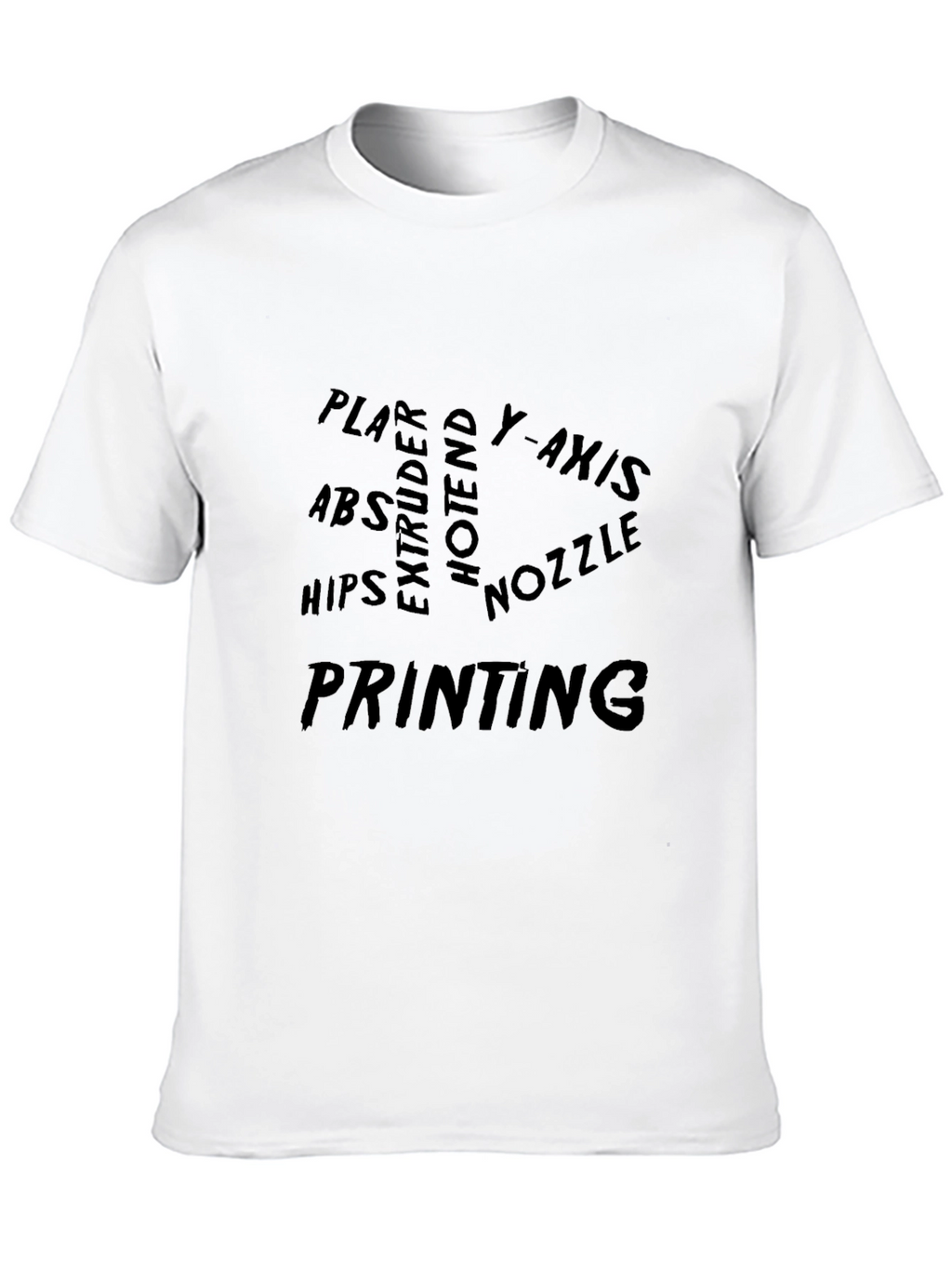 3D Printing Word Cloud Black T-Shirt