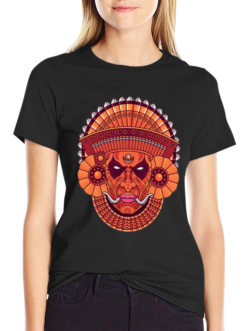 Ornate Mask Graphic Black T-Shirt