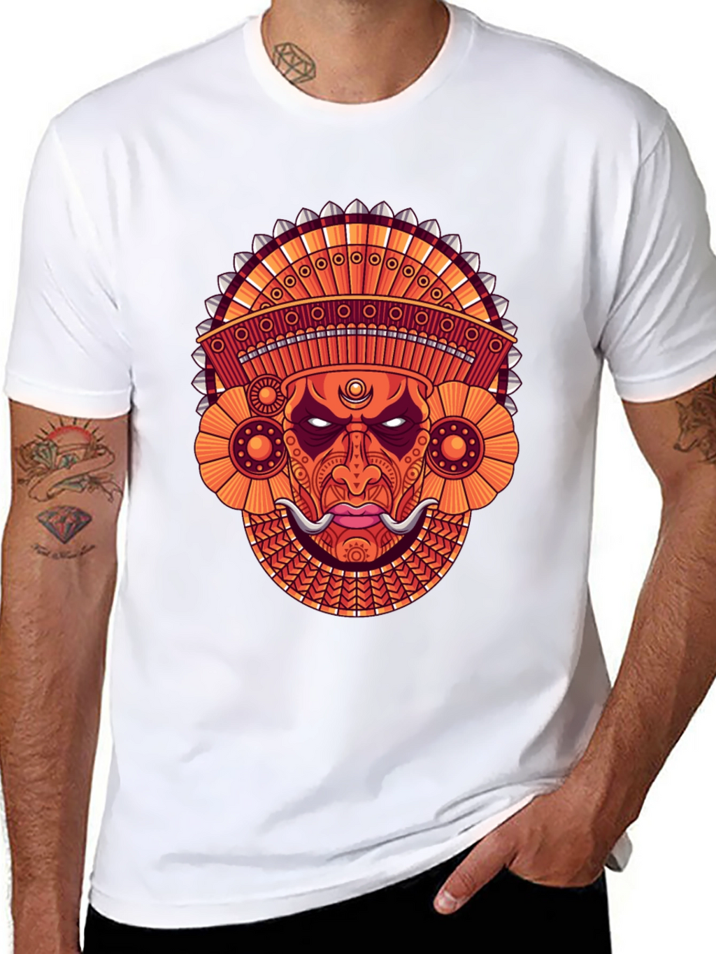 Ornate Mask Graphic Black T-Shirt