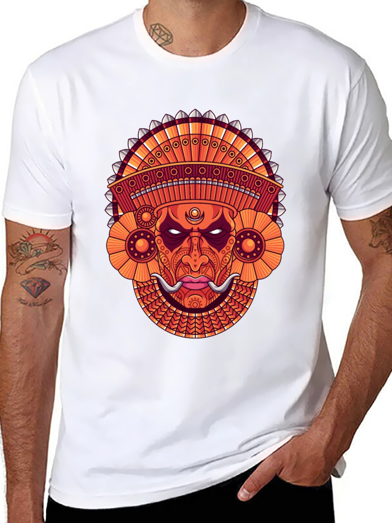 Ornate Mask Graphic Black T-Shirt