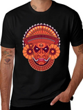 Ornate Mask Graphic Black T-Shirt