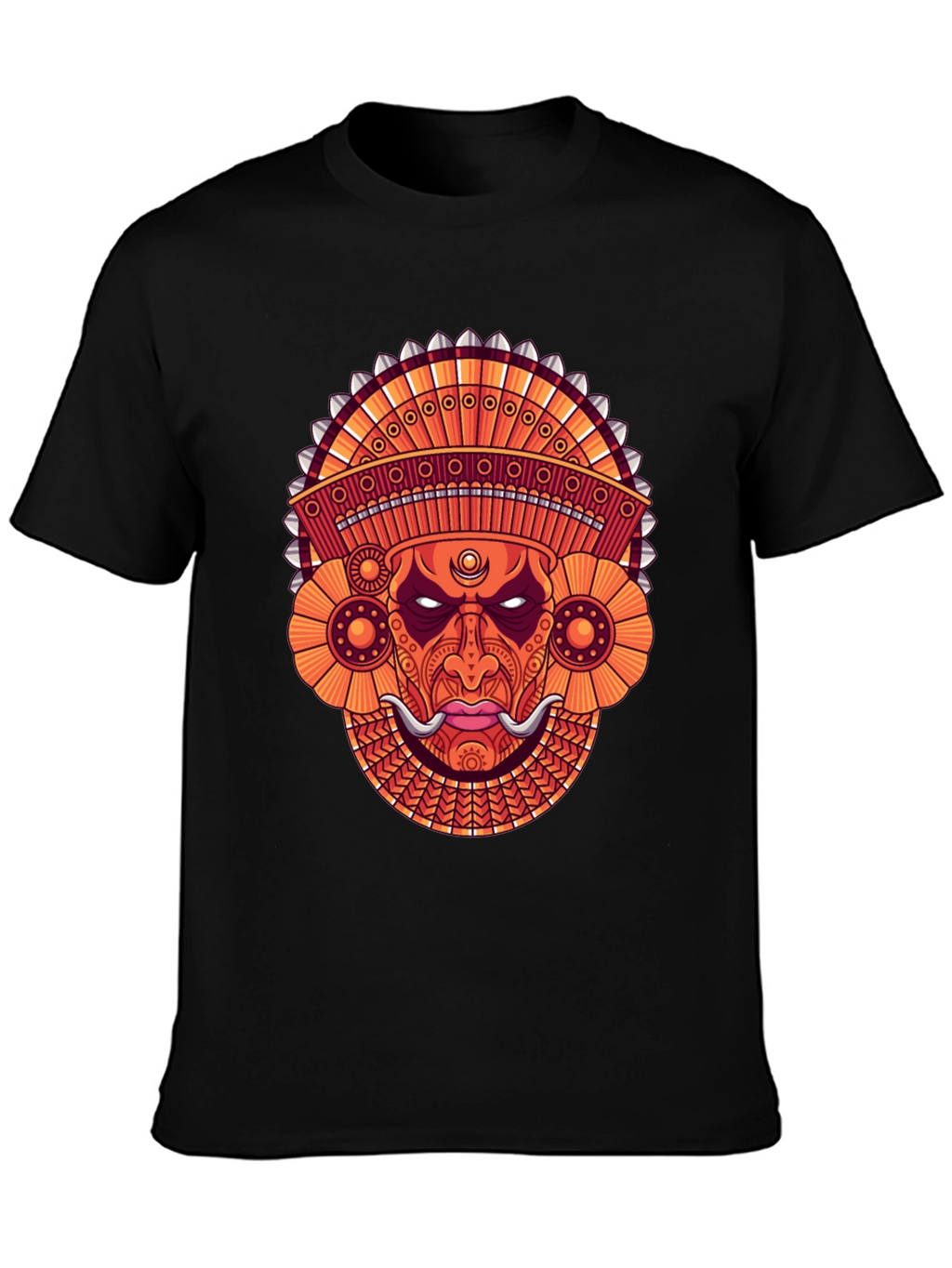 Ornate Mask Graphic Black T-Shirt