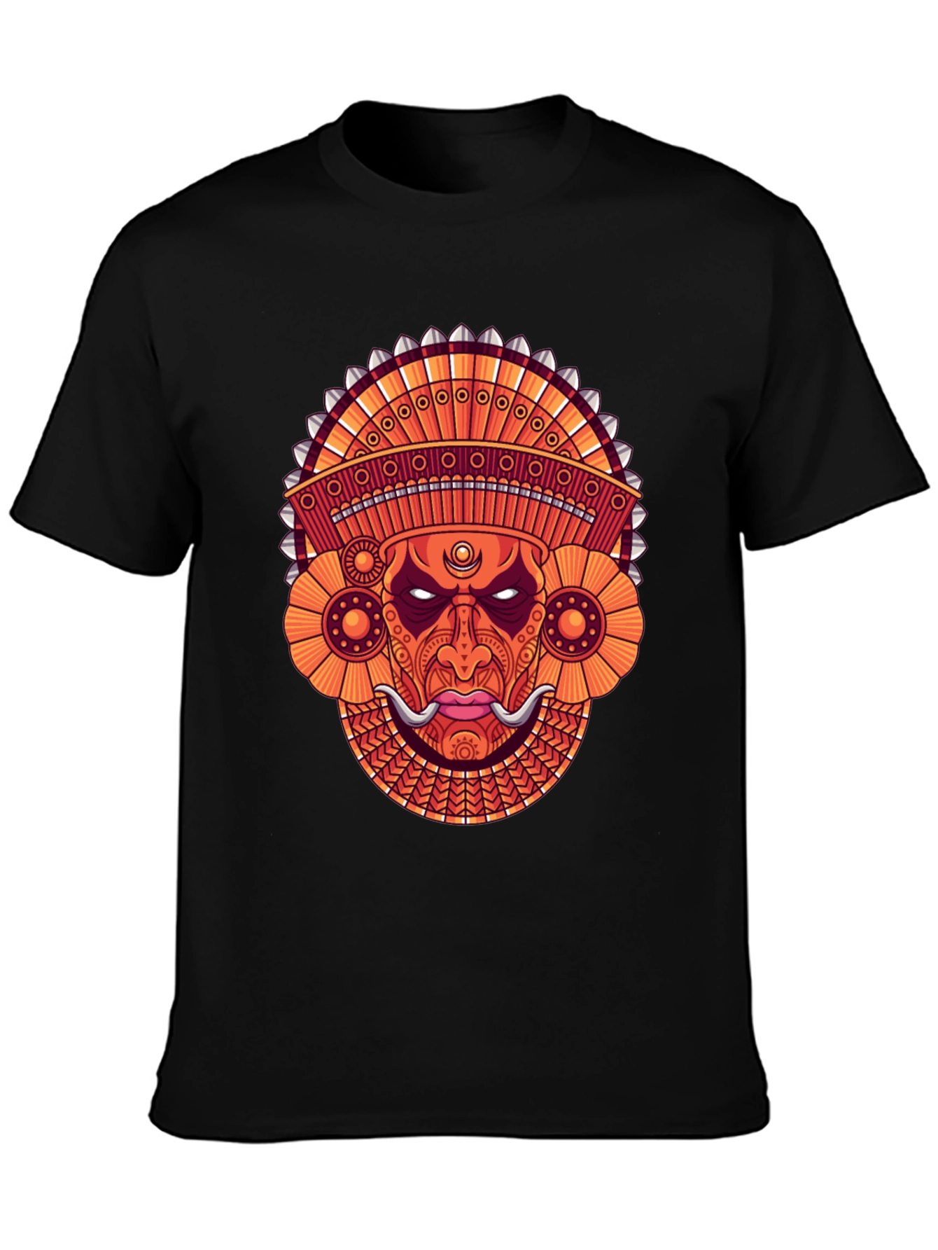 Ornate Mask Graphic Black T-Shirt