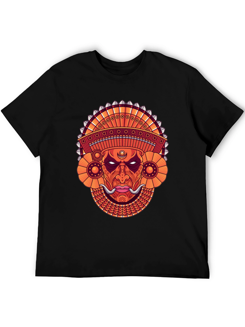 Ornate Mask Graphic Black T-Shirt