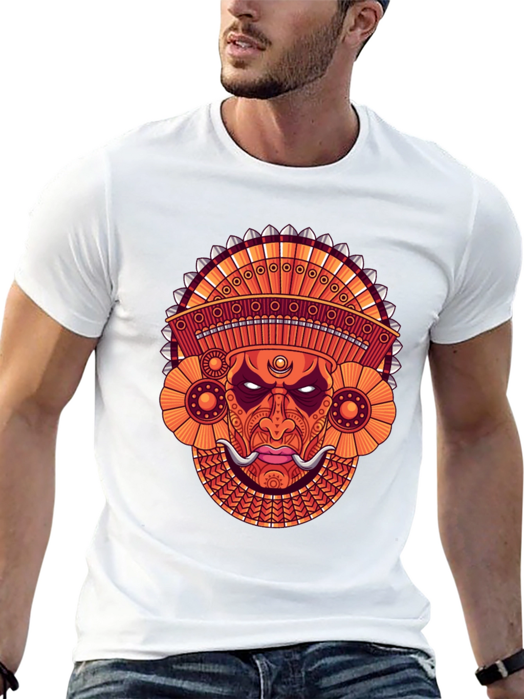 Ornate Mask Graphic Black T-Shirt