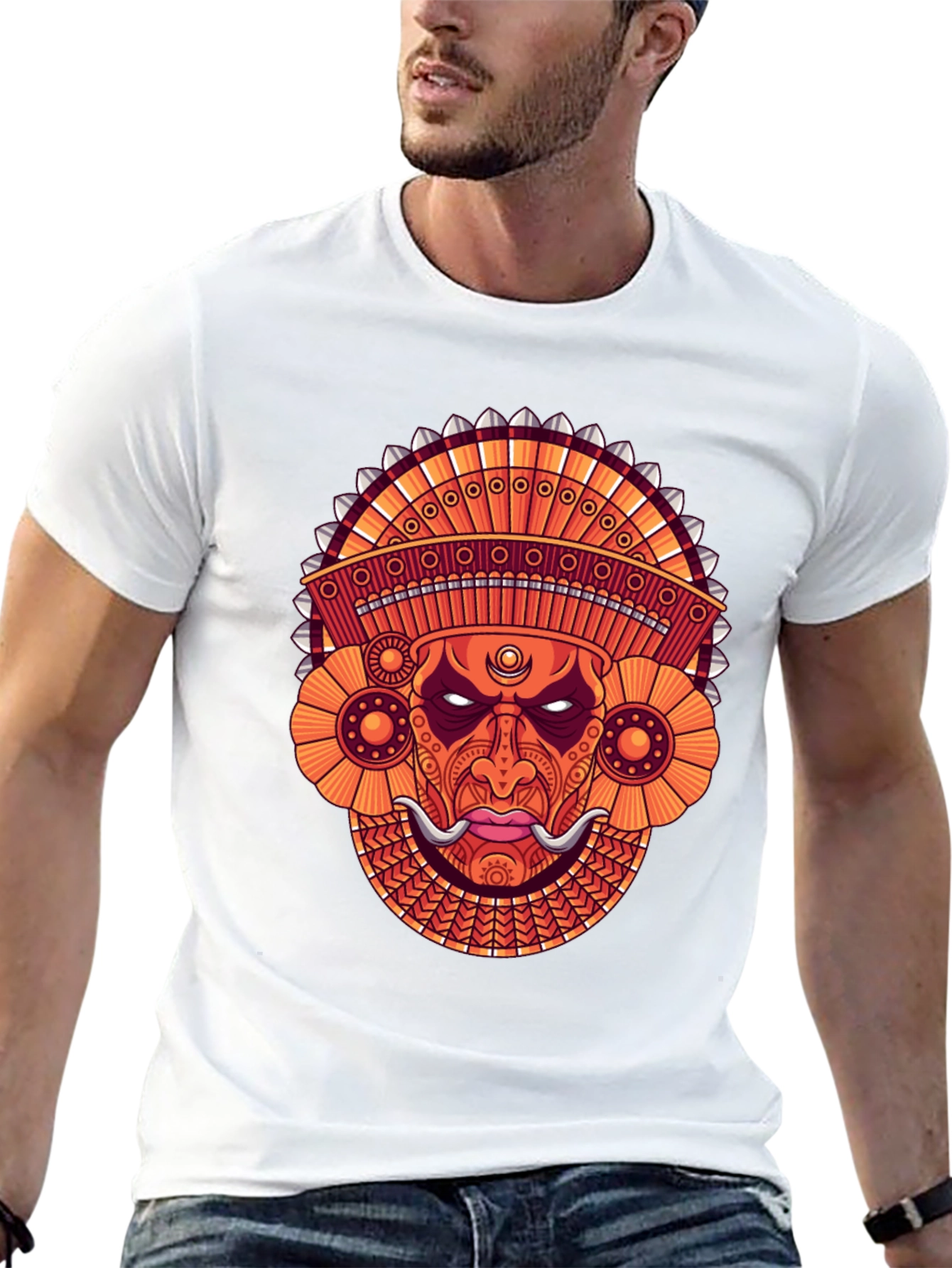 Ornate Mask Graphic Black T-Shirt