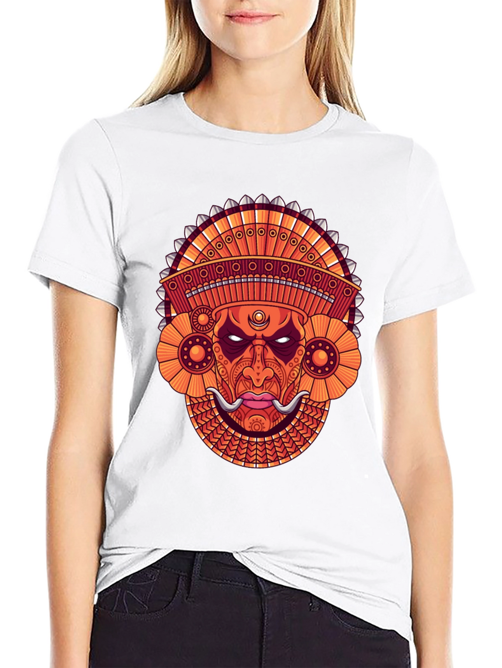 Ornate Mask Graphic Black T-Shirt