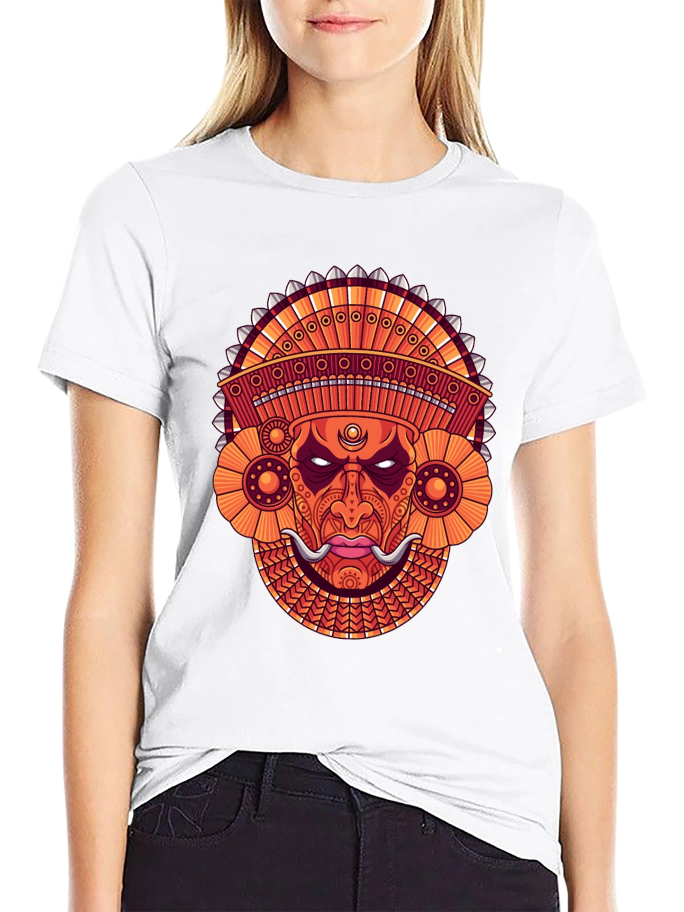Ornate Mask Graphic Black T-Shirt