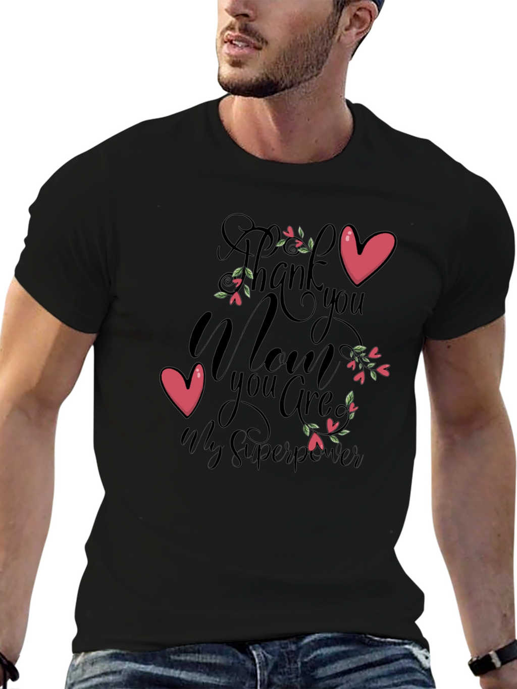 Mom Superpower Black Graphic T-Shirt
