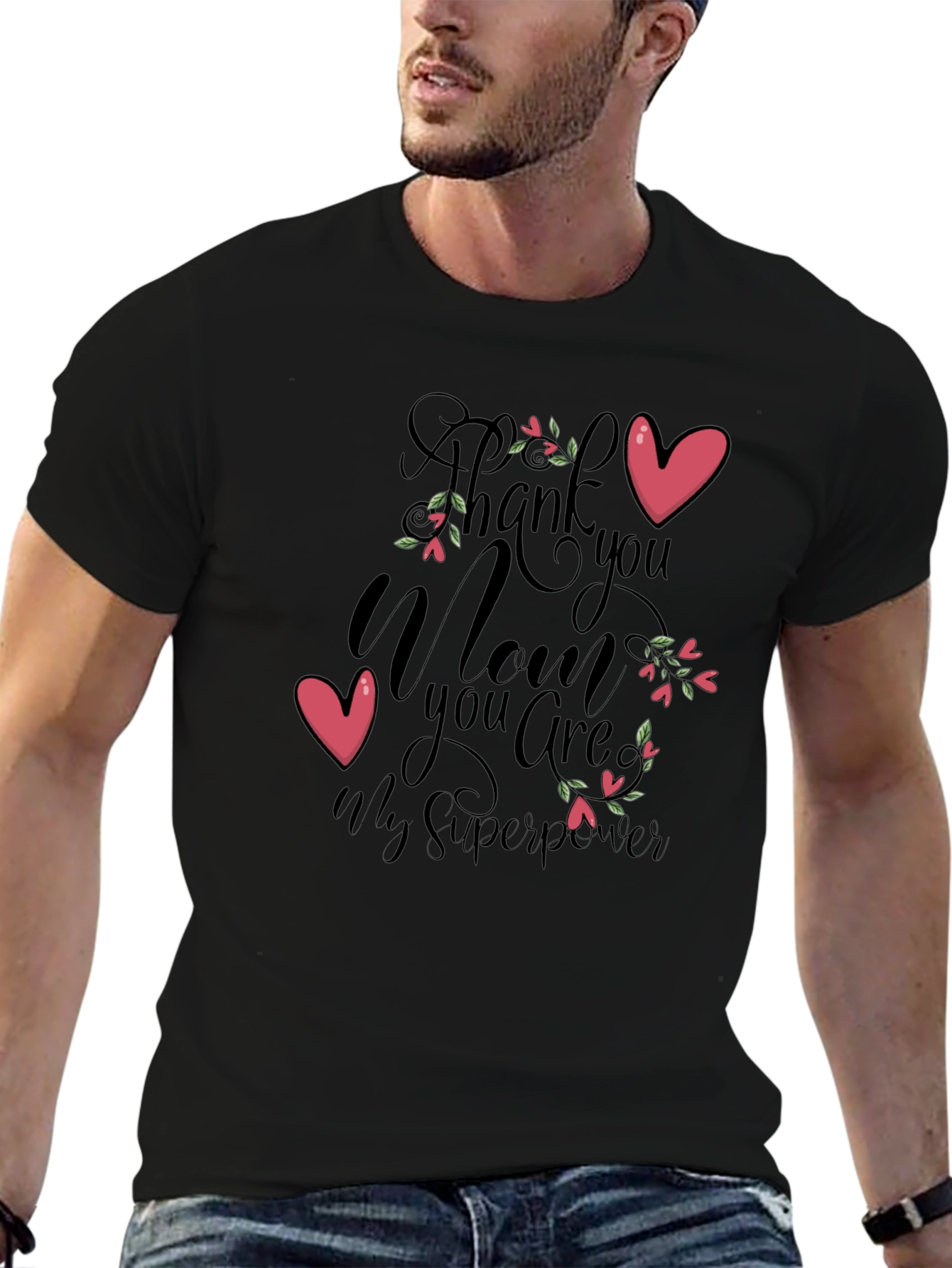 Mom Superpower Black Graphic T-Shirt