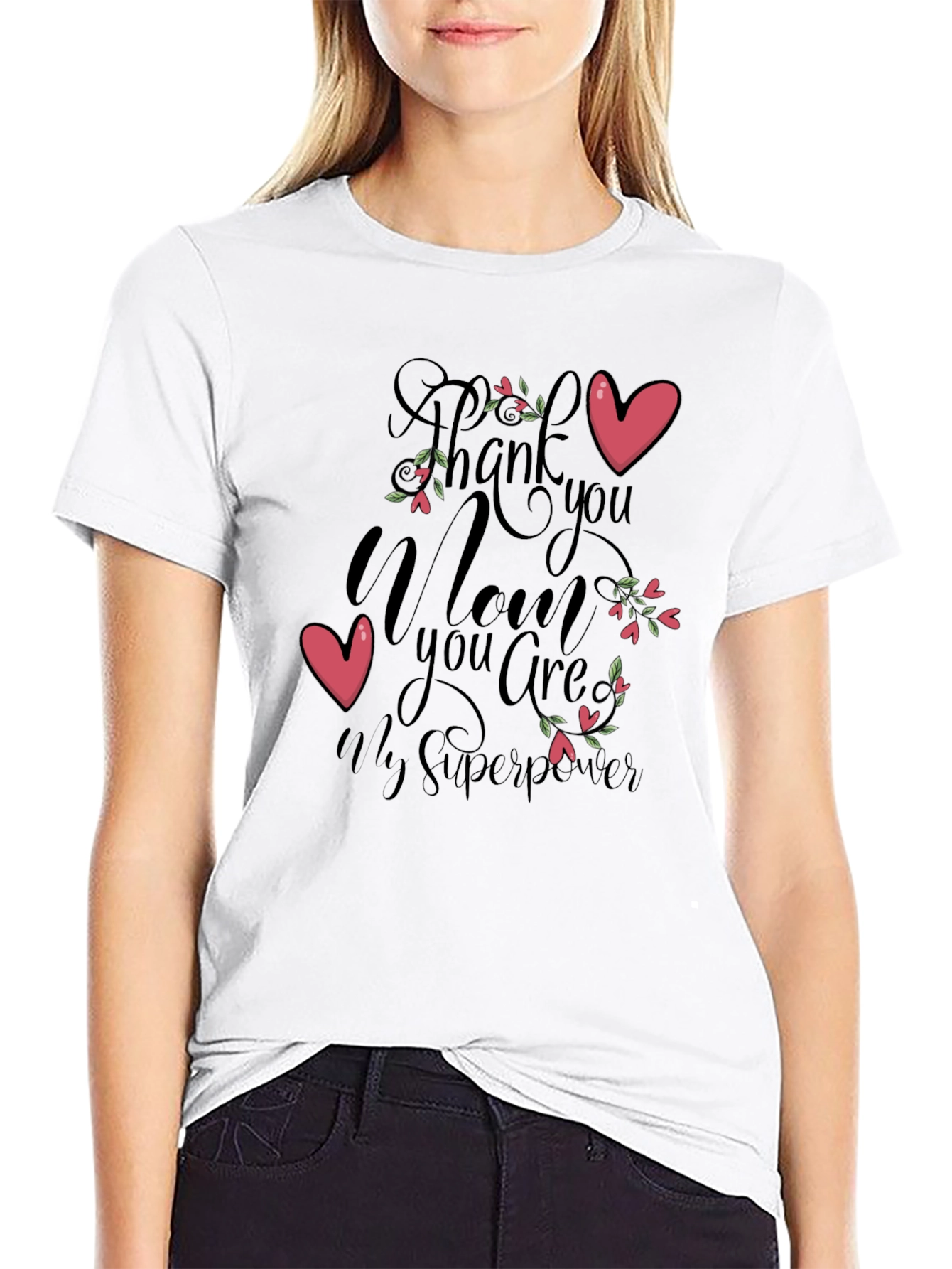 Mom Superpower Black Graphic T-Shirt