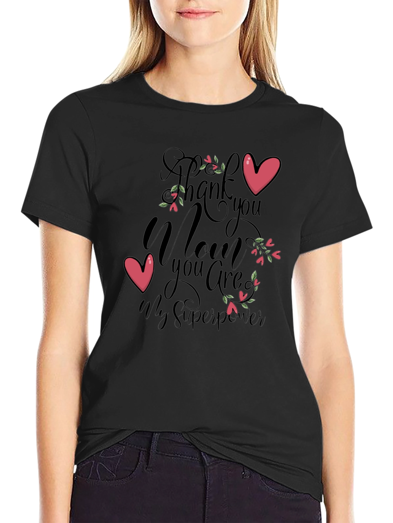 Mom Superpower Black Graphic T-Shirt