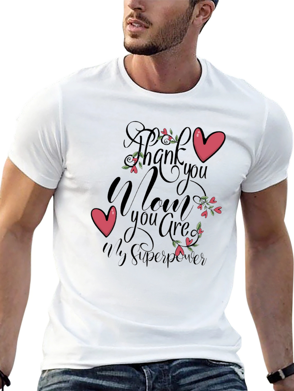 Mom Superpower Black Graphic T-Shirt
