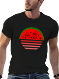 Watermelon Sunset Graphic Tee - Black Cotton T-Shirt
