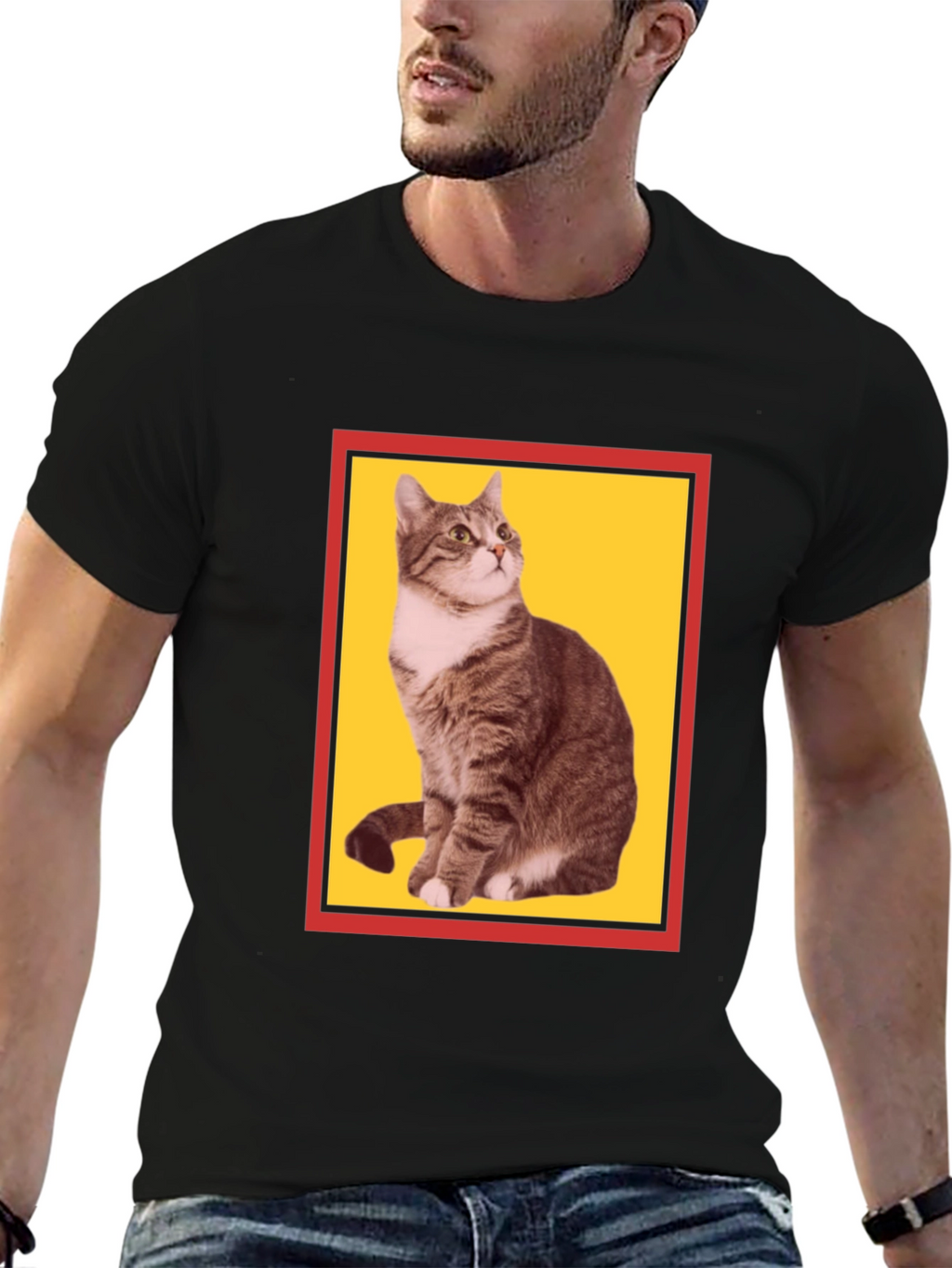 Cool Cat Graphic Tee - Black Cotton T-Shirt