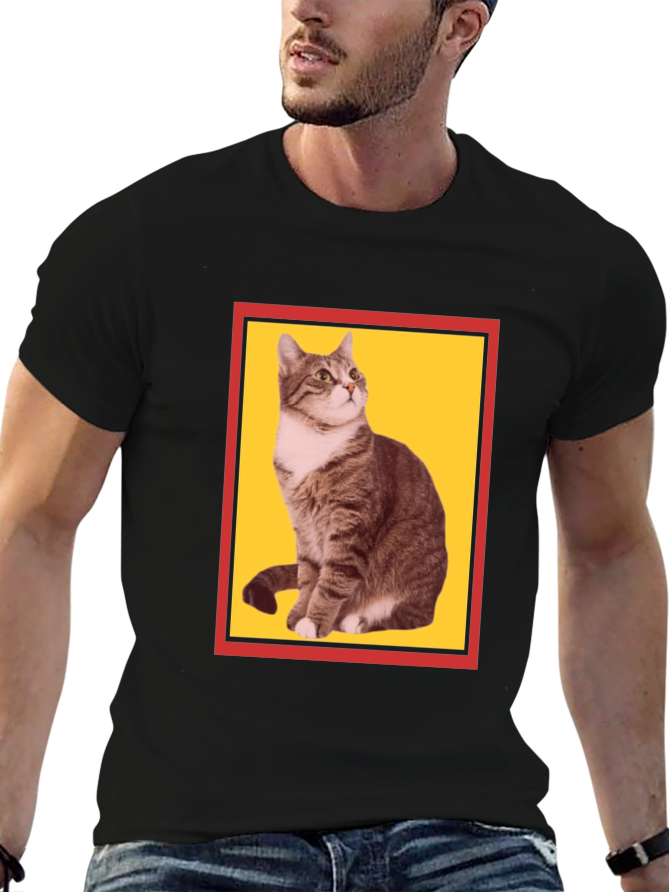Cool Cat Graphic Tee - Black Cotton T-Shirt