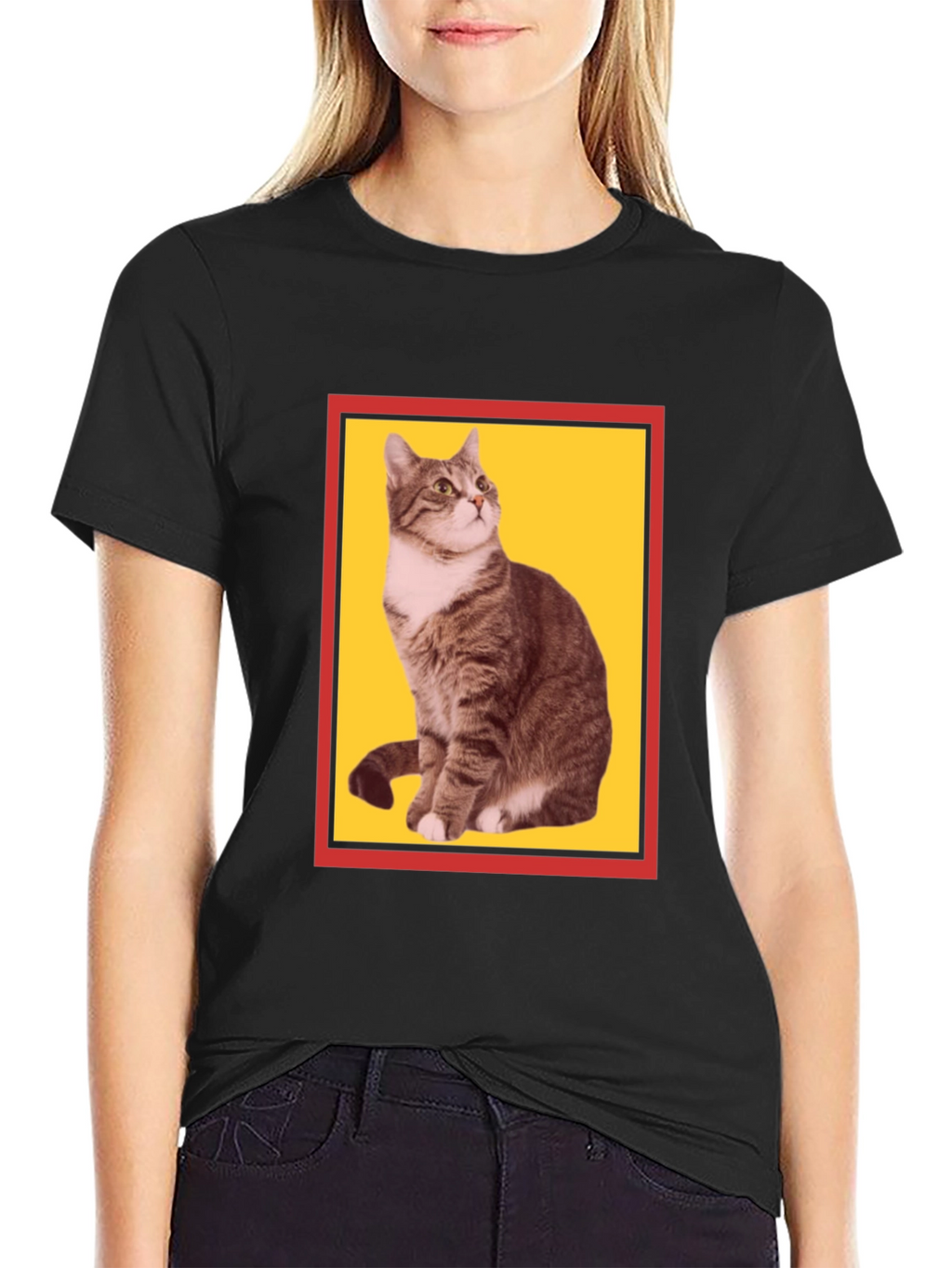 Cool Cat Graphic Tee - Black Cotton T-Shirt