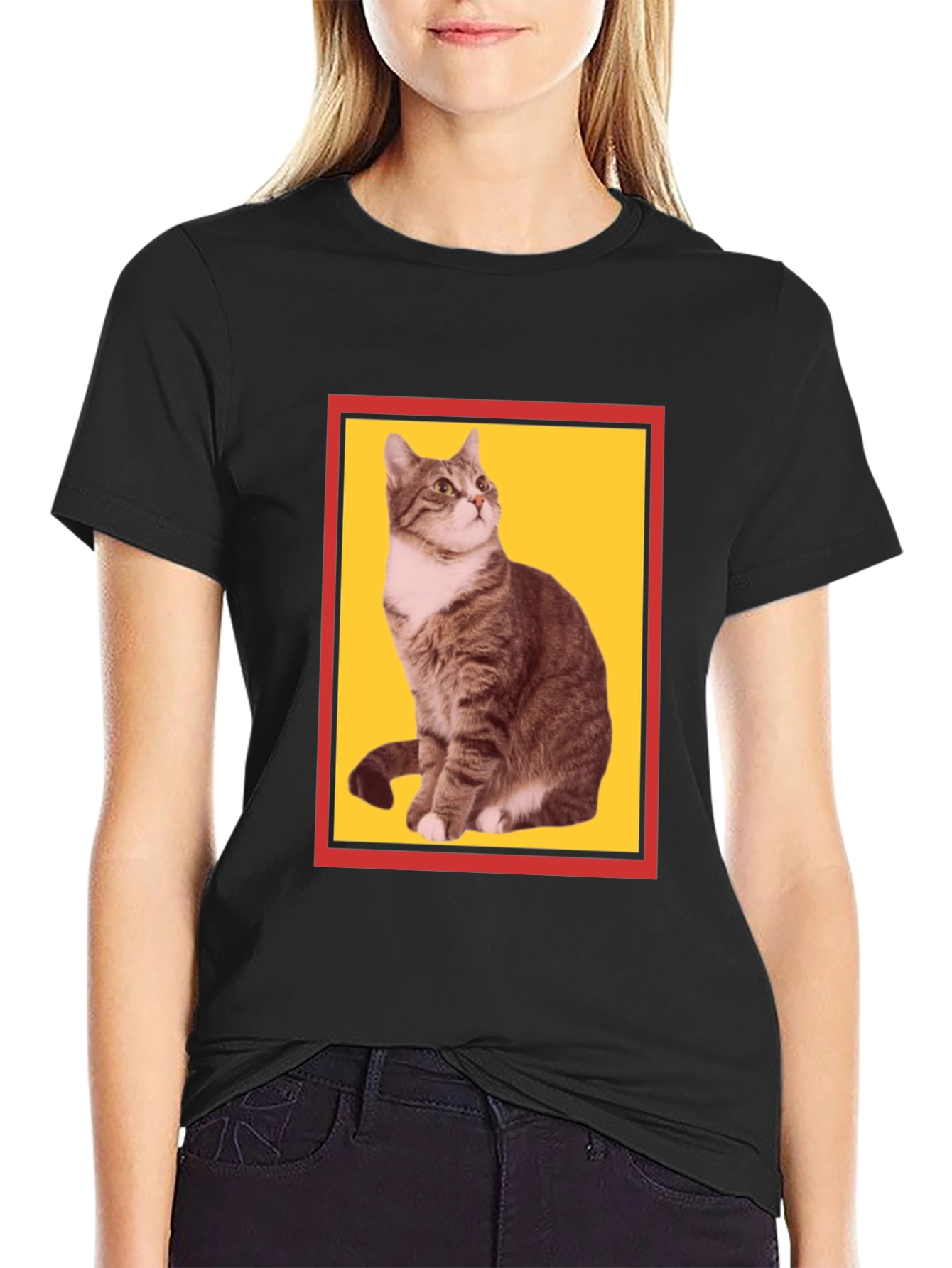 Cool Cat Graphic Tee - Black Cotton T-Shirt