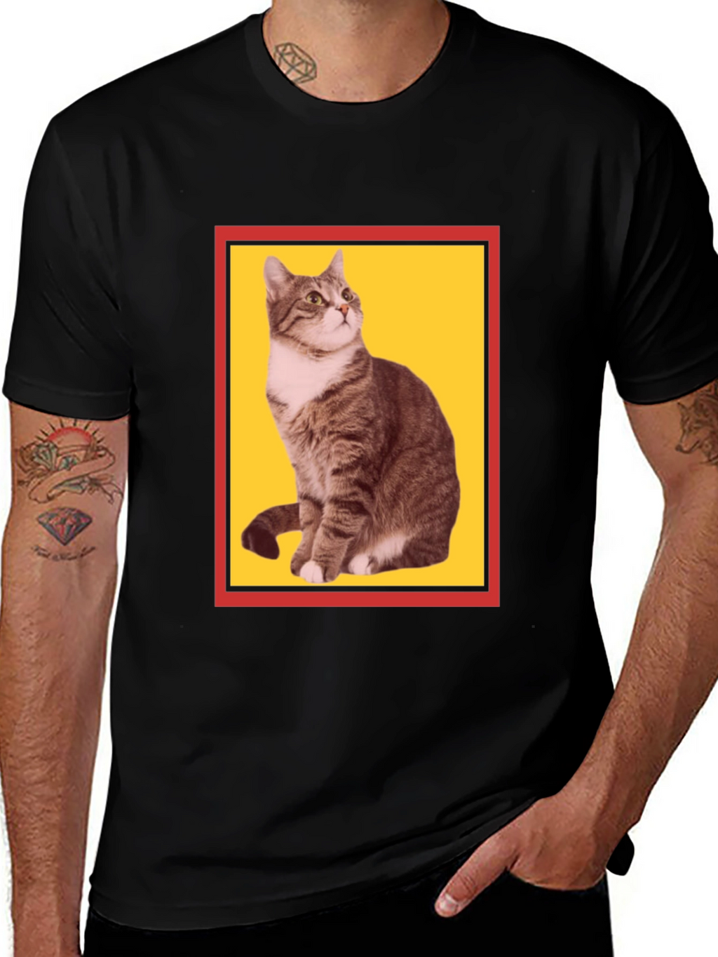 Cool Cat Graphic Tee - Black Cotton T-Shirt