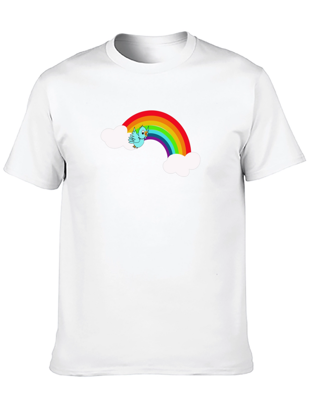 Rainbow Bird Graphic Black Tee Shirt