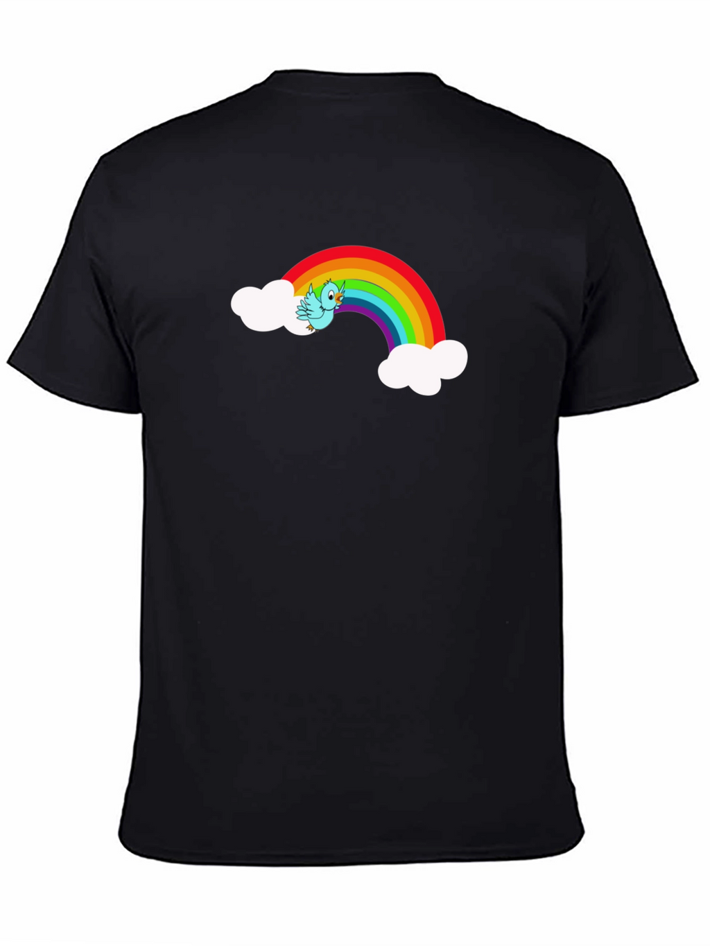 Rainbow Bird Graphic Black Tee Shirt