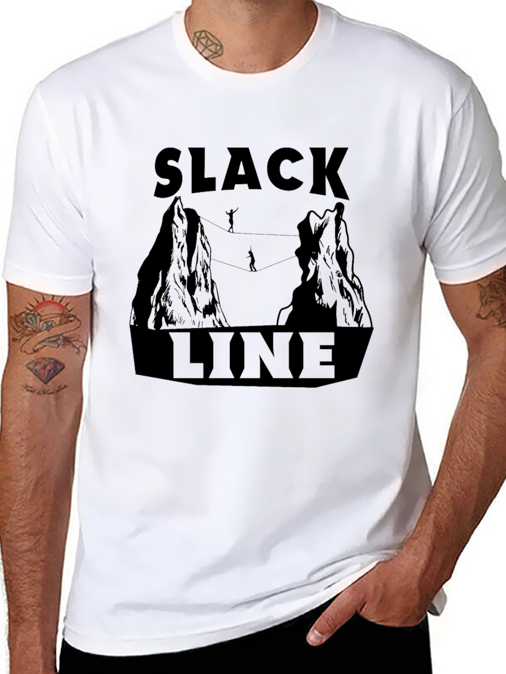 Slackline Adventure T-Shirt: Mountain Highwire Design