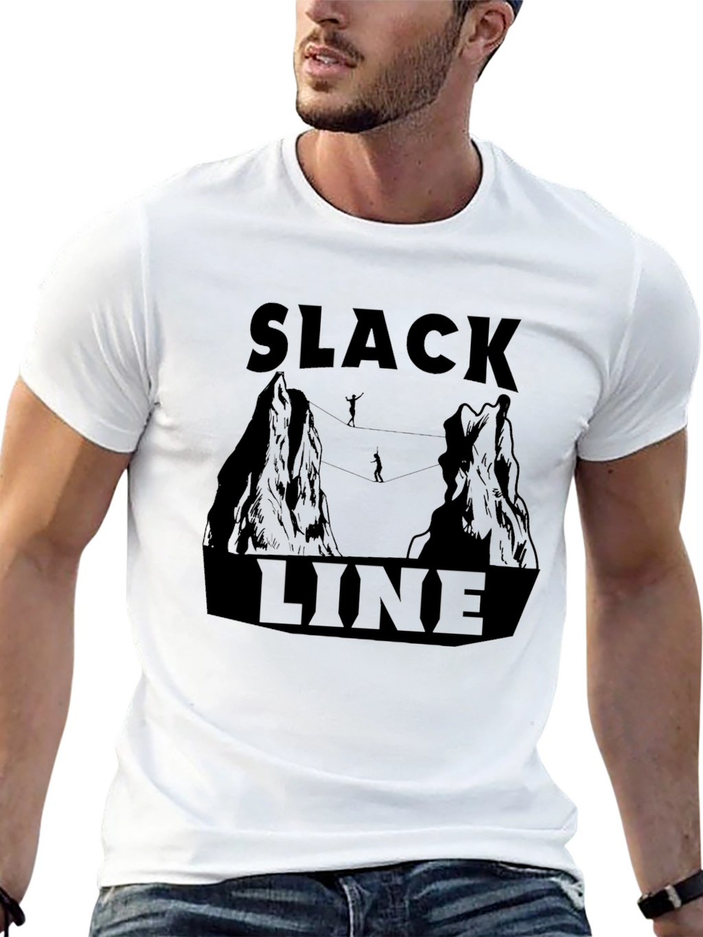 Slackline Adventure T-Shirt: Mountain Highwire Design